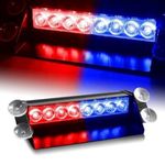 Automaze Red/Blue 8-LED Car Dashboard Strobe Flasher Police Light 3 Modes For All Cars