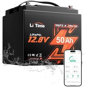 LiTime 12V 50Ah LiFePO4 Batterie Bluetooth für Trolling Motoren, mit 50A BMS Low-Temp Protection, Max. 15000 Zyklen 640Wh Lithium Akku Ideal für Wohnmobil, Boot und Fischfinder