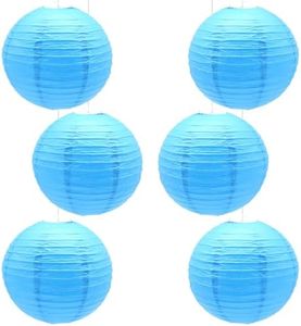 CEEYSEE 6 Pcs Paper Lanterns 12-Inch Sky Blue Chinese Japanese Round Hanging Decoration Paper Lanterns for Halloween Wedding Birthday Paper Lanterns Party Decorations (DLTL/Sky Blue)