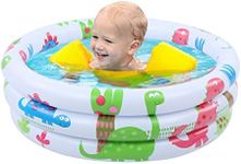 Inflatable Paddling Pool,3 Ring Portable Paddling Pools with Inflatable Safety Bubble Bottom,Indoor&Outdoor Water Play Swimming Pool for Pet,Summer Play Water Tools for Home and Travel