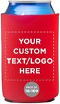 Custom Neoprene Collapsible Can Coolers 12 oz. Set of 100, Personalized Bulk Pack - Great for Weddings, Parties, Anniversary, Indoor & Outdoor Events - Red