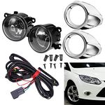 Saihisday Clear Lens Driving Fog Lights Bumper Lamps Bulbs Harness Bracket Replacement for Ford Focus S SE SEL Titanium 2012-2014 w/Harness (1 Pair, Left + Right)