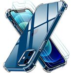 ivoler Case Compatible with iPhone 12 Pro, Compatible with iPhone 12, with 3 Pack Tempered Glass Screen Protector