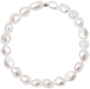 Cultured Freshwater Baroque Pearl Stretch Bracelet 8 Inch, 8-9 mm/Natural White Color