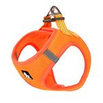 TRUE LOVE Dog Harness Soft Air Mesh Adjustable Reflective Pet Vest for Small and Medium Breeds, Medium, Orange