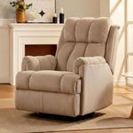 Hush Hiven Donna Motorized Recliner Chair – Power Reclining Single Seater Sofa with USB Port | Rocking & Revolving Recliner | Taupe Beige Velvet Upholstery | Ergonomic & Compact Recliner (Hazelnut)