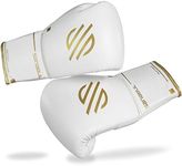 Sanabul Gold Strike Professional Boxing Gloves Muay Thai MMA Gloves Pro Sparring Gloves for Men & Women Training Kickboxing Gloves - White Laces, 14 oz