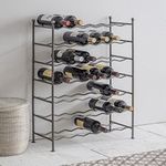 CKB LTD® Deluxe 42 Bottle Large Wine Rack Freestanding ñ Steel - Zig Zag Style Metal Wine Bottle Storage Rack Holder For Bar Home Kitchen