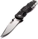 SOG Salute Mini Tactical Knife- EDC Folding Pocket Knife with 3.1 Inch Blade, Adjustable Thumb Stud and Low Carry Bayonet Clip, Bead Blasted (FF1001-CP)