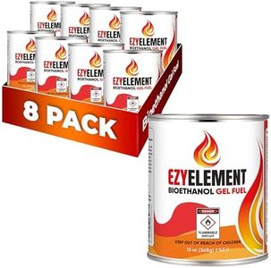 High-Performance Bioethanol Gel Fuel Cans - Clean Burning & Low Odor for Indoor & Outdoor Fireplaces, Fire Pits and Tabletop Fire Features - Long-Lasting Burn - 8 Pack of 13 oz (368g) Cans