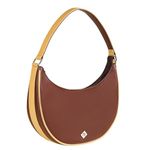 Nestasia Half Moon Shoulder Bag | Women's Hobo PU Leather Bag | Spacious with 1 External Zip Pocket | Perfect for Everyday Use | Brown and Beige