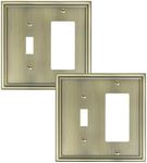 TREEWELL 2-Pack Combo Toggle/Decorator Light Switch Cover Plate, Antique Brass Decorative Electrical Outlet Covers, Durable Solid Zinc Alloy Wall Switch Plates and Outlet Covers