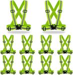 DUSKCOVE 10 Pack Hi Vis Safety Vests - Adjustable Bright Neon Color High Visibility Reflective Safety Straps Gear for Traffic Control, Running, Cycling