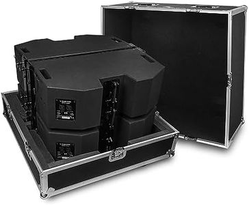 Sound Town ZETHUS 4 x Dual 8” Line Array Loudspeaker System with STRC Flight Case, Full Range/Bi-amp Switchable, Black (Z208BX4-IFC)