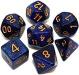 DND Dice Set Dark Blue Mix Black Nebula Dice for Dungeon and Dragons D&D RPG Role Playing Games 7Pcs Polyhedral Dice with Dice Bag