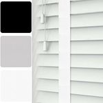 Made To Measure Real Wood Venetian Blind White, 135cm Width x 120cm Drop, Tape