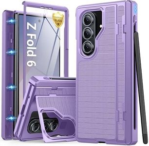 Oterkin for Samsung Galaxy Z Fold 6 Case Built-in Screen Protector [Thinner S Pen Holder & Kickstand] [Hinge Protection] Full Body Shockproof Phone Case for Z Fold 6, Purple