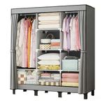lishbie Portable closet, bedroom armoire, clothes storage box,simple hanging clothes wardrobe, suitable for bedrooms,dormitories and rented houses. 51" W*17.7" D*67.7" H(Grey)