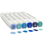 6 Colors Blue Sea Ocean Alcohol Markers, Dual Tips Alcohol Based Art Markers Drawing Sketched Double Tipped Markers for Adults Beginner Artists (Blue)