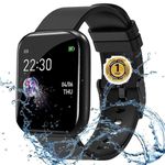 mi Smart Watch for Men, Kids, Boys, Women, Girls 6-7, 9-12 Year Old Bluetooth Touch Screen Bluetooth for Android iOS Phones Wrist Phone Watch, Black ID116