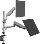 SIIG Dual Monitor Arm Desk Mount with Gas Spring, Holds Two 17"-32" Screens, Up to 19.8lbs Each, Fully Adjustable, VESA 75/100mm, C-Clamp/Grommet, Cable Management, (CE-MT3R11-S1)