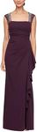 Alex Evenings Women's Long Cascade Ruffle Sleeveless Gown with Leg Slit, Mother of The Bride, Party Dress, Aubergine, 16