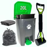 UUIXXYG Dog Poop Trash Can Outside with Pooper Scooper & 50 Waste Bags-20L/5 Gallon Outdoor Dog Poop Trash Can with Foot Pedal, Lid, Removal Inner Bucket Odor Control