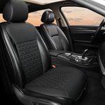 Black Panther 1 Piece Luxury PU Leather Front Car Seat Cover Protector Compatible with 95% Cars - No Heating (Saloon/SUV/Pickup Truck/Van) - Black