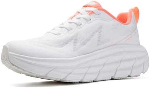 KOLILI White Walking Shoes for Women Tennis Running Errands Sneakers for Bunions Lightweight Athletic Active Non-Slip White/Tangerine 7.5 M US Women