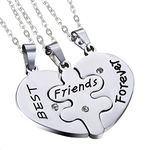 Cupimatch Stainless Steel Heart Shape Pendant Matching 3 Piece Best Friend Necklaces Chain…