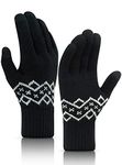 TRENDOUX Driving Gloves, Touchscreen Winter Glove Men Women - Thickened Stretchy Material - Warm Lining - Windproof for Snow Riding Walking Typing - Glove Liners for Cold Weather - Pure Black - M