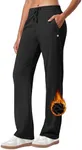 Willit Women's Fleece Lined Pants with Zipper Pockets Winter Thermal Warm Hiking Straight-Leg Pants Black 3XL