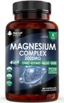 Magnesium Glycinate 4-in-1 Complex 2000mg - High Strength Magnesium Supplements - Magnesium Bisglycinate,Citrate, Malate, Oxide - 360 Capsules 449mg Elemental Magnesium - Vegan UK Made by New Leaf