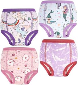 MOEMOE BABY Culotte Apprentissage Propreté Fille,Culotte d'apprentissage Enfant,Slip Apprentissage Propreté,Culotte Propreté Enfant en Coton,Sirène Verte,8 Ans,Lot de 4