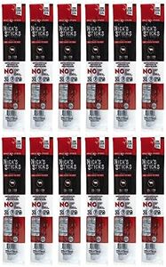 Nick's Sticks 100% Grass-Fed Spicy Beef Snack Sticks | Made in the USA | Gluten Free | Paleo, Keto, Whole30 Approved | No Soy, Antibiotics or Hormones (12 – 1.7oz. Packages of 2 Sticks)