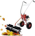 Walk-Behind Sweeper Broom Gas Power, 2-Stroke 43CC 1.7HP Gasoline Snow Sweeper Broom Cleaning Machine, Artificial Grass Power Broom Brush Sweeper