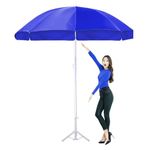 Pivalo 6ft/36in Outdoor Umbrella with Stand Holder Heavy Duty Super Cloth Big Size Water Resistant Garden Patio for UV, Sun & Rain Protection (Blue)