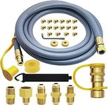 GardenNow 12FT 3/8" ID Natural Gas Hose, Low Pressure LPG Hose with Quick Connect, for Weber, Char-Broil, Pizza Oven, Patio Heater and More NG Appliance Propane to Natural Gas Conversion Kit