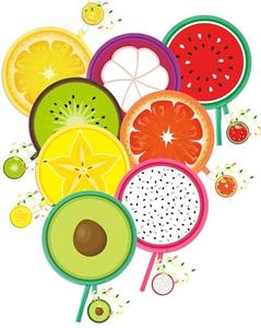 Vertintong 48 Pcs Round Foldable Hand Fan with Incense Chips Summer Fruit Collapsible Cooling Fan Hanging with Fruit Air Freshener for Travel Summer Events Camping Outdoor Games Party Favors