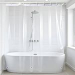 ANSIO ARVO PEVA Shower Curtain for Bathroom without Hooks – Mould and Mildew Resistant – Clear, 180 x 180 cm (71 x 71 Inch) | Water Repellent Curtain