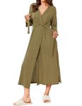 Ekouaer Womens Robes Lightweight Waffle Mid-Calf Length Bathrobes Soft Spa Bath Robe Loungewear, Large