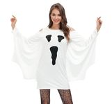 Women Halloween Bat Costume Cosplay Adult Party Cold Shoulder Ghost Dress Ghost Face M