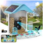 Smart Bird Feeder with Camera Solar Powered, 1080P HD Full Color Camera Auto Capture Bird Video, APP Control Live View&AI Identify Bird 11000+ Species, Squirrel Proof Bird Feeder with Dual Solar Panel