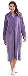 Richie House Long Zipper Robe For Womens Soft Premium Flannel Fleece Bathrobe RHW2856-D-M