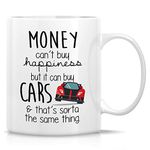 Retreez Funny Mug - Money Can't Buy Happiness but Can Buy Cars Mechanic Car Fans 11 Oz Ceramic Coffee Mugs - Funny, Sarcasm, Inspirational birthday gifts for him, friends, husband, father, brother