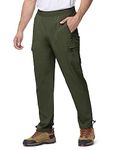 Rdruko Men's Hiking Pants Lightweight Waterproof Outdoor Quick Dry Stretch Pants with 5 Pockets Elastic Waist, Army Green, Medium