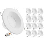 Maxxima 12 Pack 6” 5 CCT Retrofit Recessed LED Downlight with E-26 Quick Connect, Color Selectable 2700K-5000K (2700K/3000K/3500K/4000K/5000K), Dimmable, 1300 Lumens