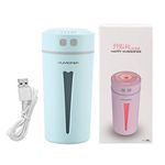 Portable USB Mini Humidifier Cool Mist Ultrasonic Diffuser With Led Light for Car Travel Office Desktop Bedroom Yoga(Blue)