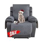 XINEAGE Water Resistant Recliner Cover, Nonslip Recliner Chair Covers for Reclining Chair with Pockets, Quilted Thick Recliner Slipcovers for Pets and Kids (Recliner Chair, Dark Gray)