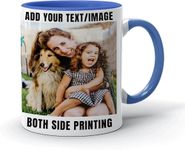 EKAM Personalised Mug Text Photo Printed Collage Design Logo Custom Gift Cup 11oz, Birthday Christmas Novelty Present Gift for Mum Dad Friend Sister Brother Grandparents Gift for Him Her (Blue)